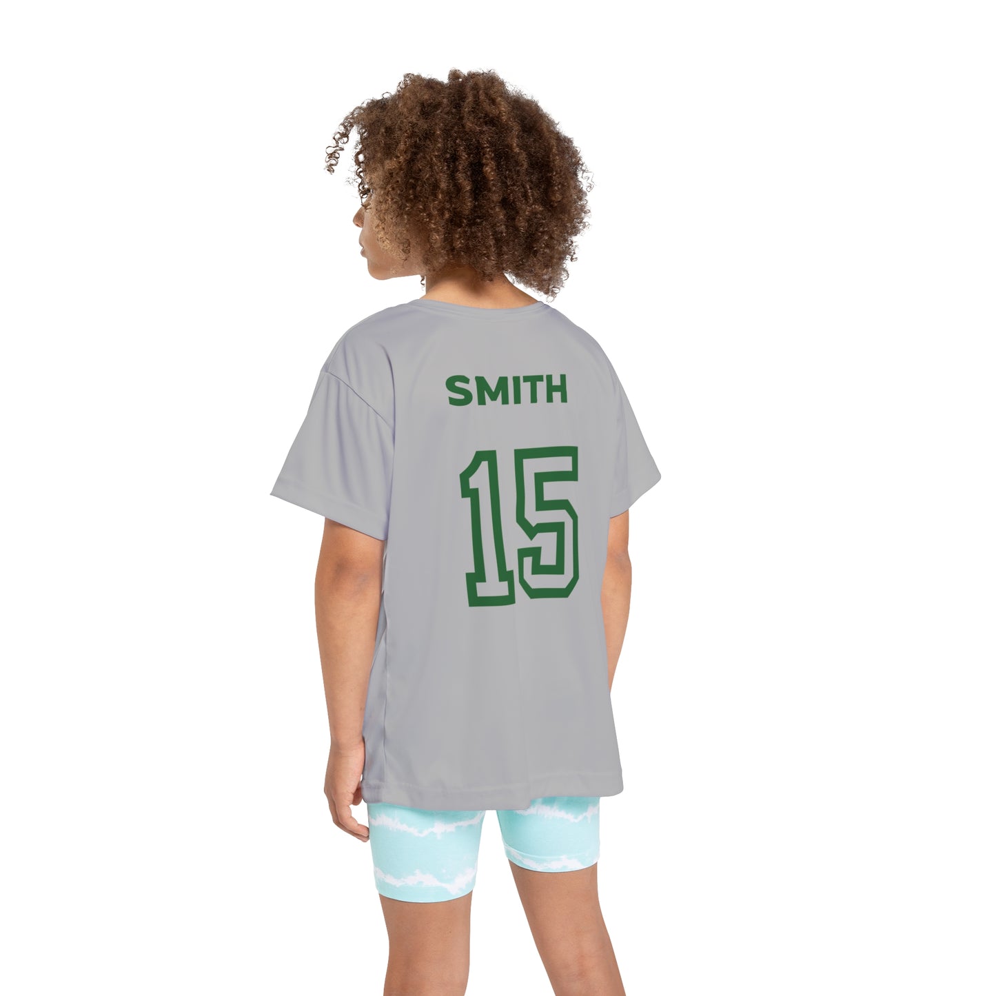 Little Player Team practice jersey w/ name and number (Grey/Green)