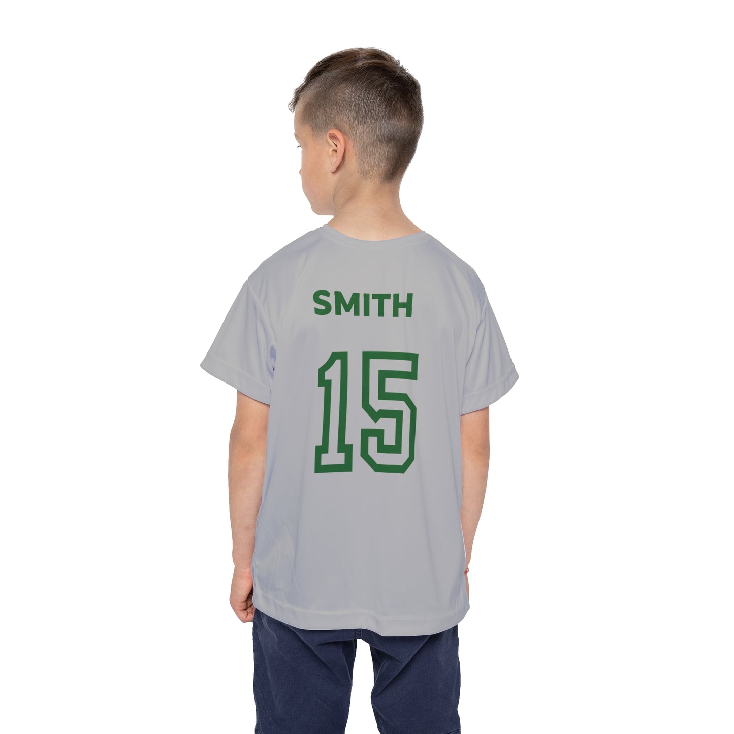 Little Player Team practice jersey w/ name and number (Grey/Green)
