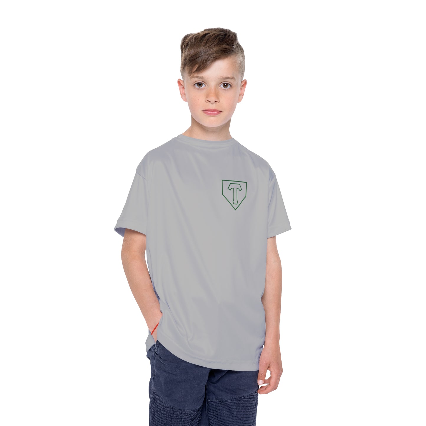 Little Player Team practice jersey w/ name and number (Grey/Green)
