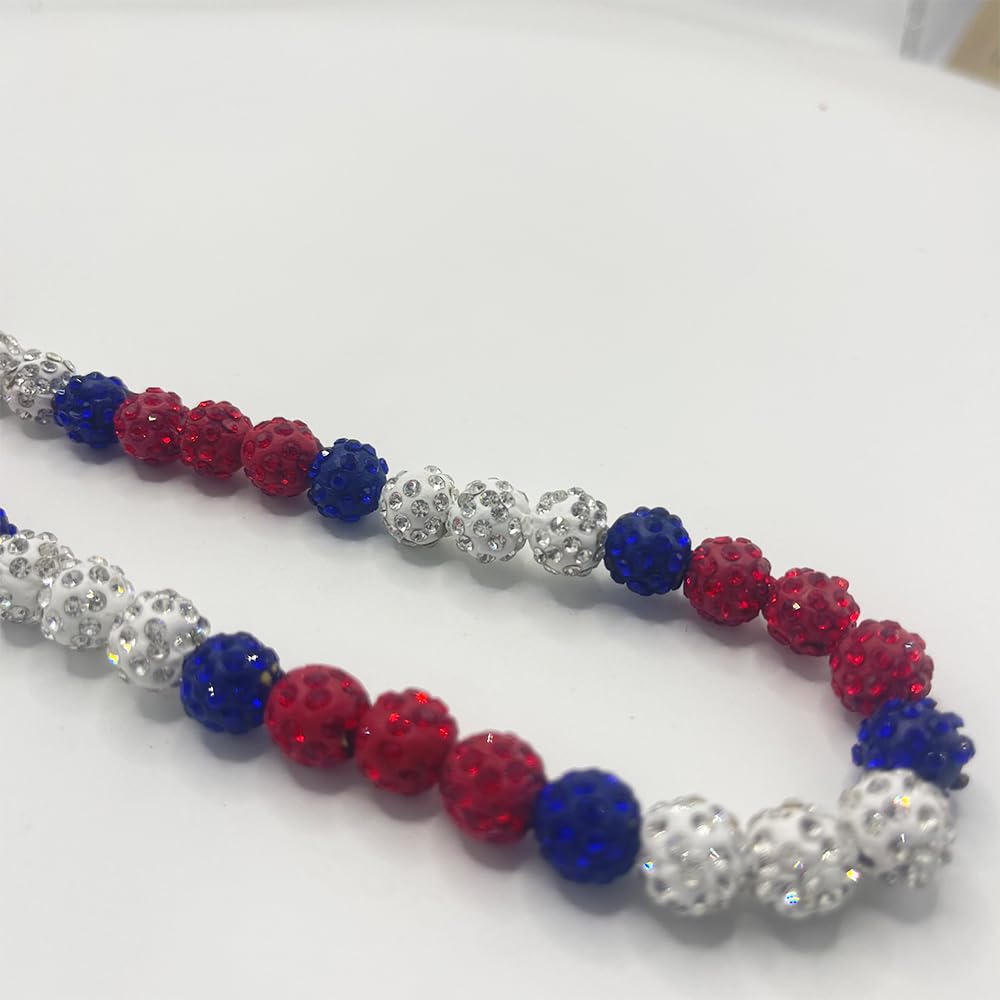 RIJXU Baseball Necklace 16in/19in/22in Glitter Rhinestone Clay Beaded Necklace for Men Boys Cool Gifts for Baseball Players Lovers (22in, Royal blue) - TravelBall