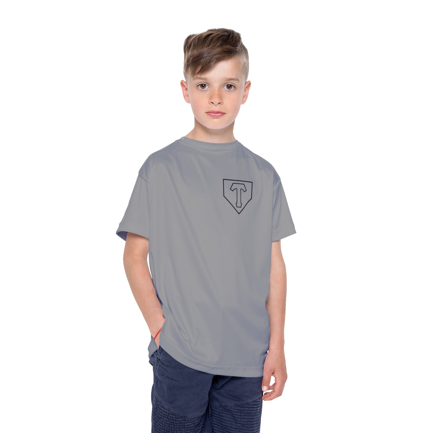Little Player Team practice jersey w/ name and number (Grey)