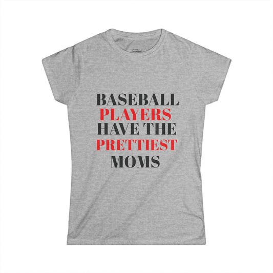 Baseball Player Mom Tee | Stylish Women's Softstyle T-Shirt for Proud Moms | Perfect Gift for Sports Lovers