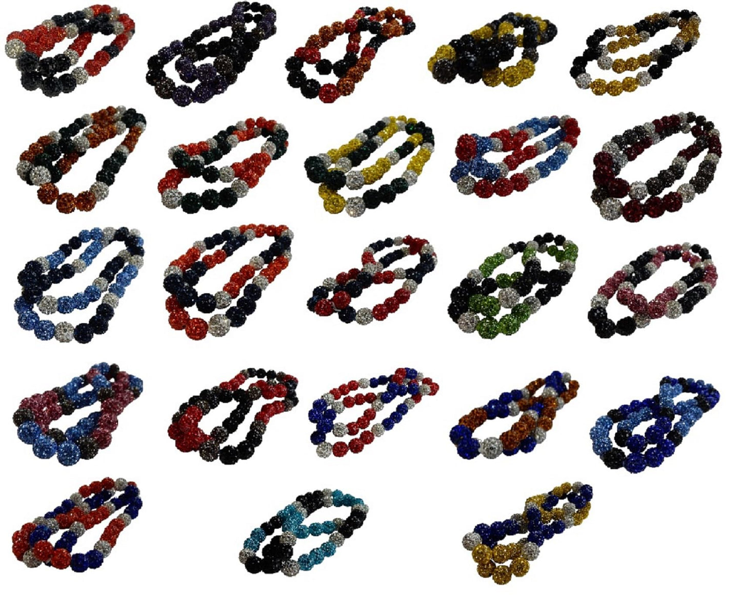 Disco Ball Rhinestone Bead Baseball Softball Necklace - 25 Color Combinations - One Size Fits Most (Black Orange Silver)