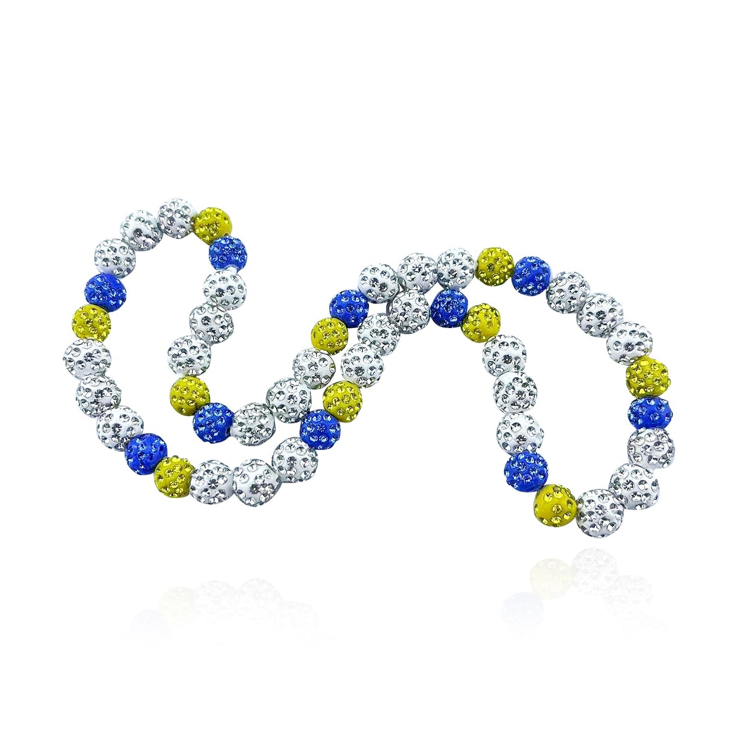 Bling Baseball Necklace for Competitive Athletes,Ice Collection Necklace Glitter Rhinestone Ball Necklaces for Men Boys Inspired Sports Jewelry Gift Accessory 16" 18" 20" (16 inch, Yellow White Blue) - TravelBall