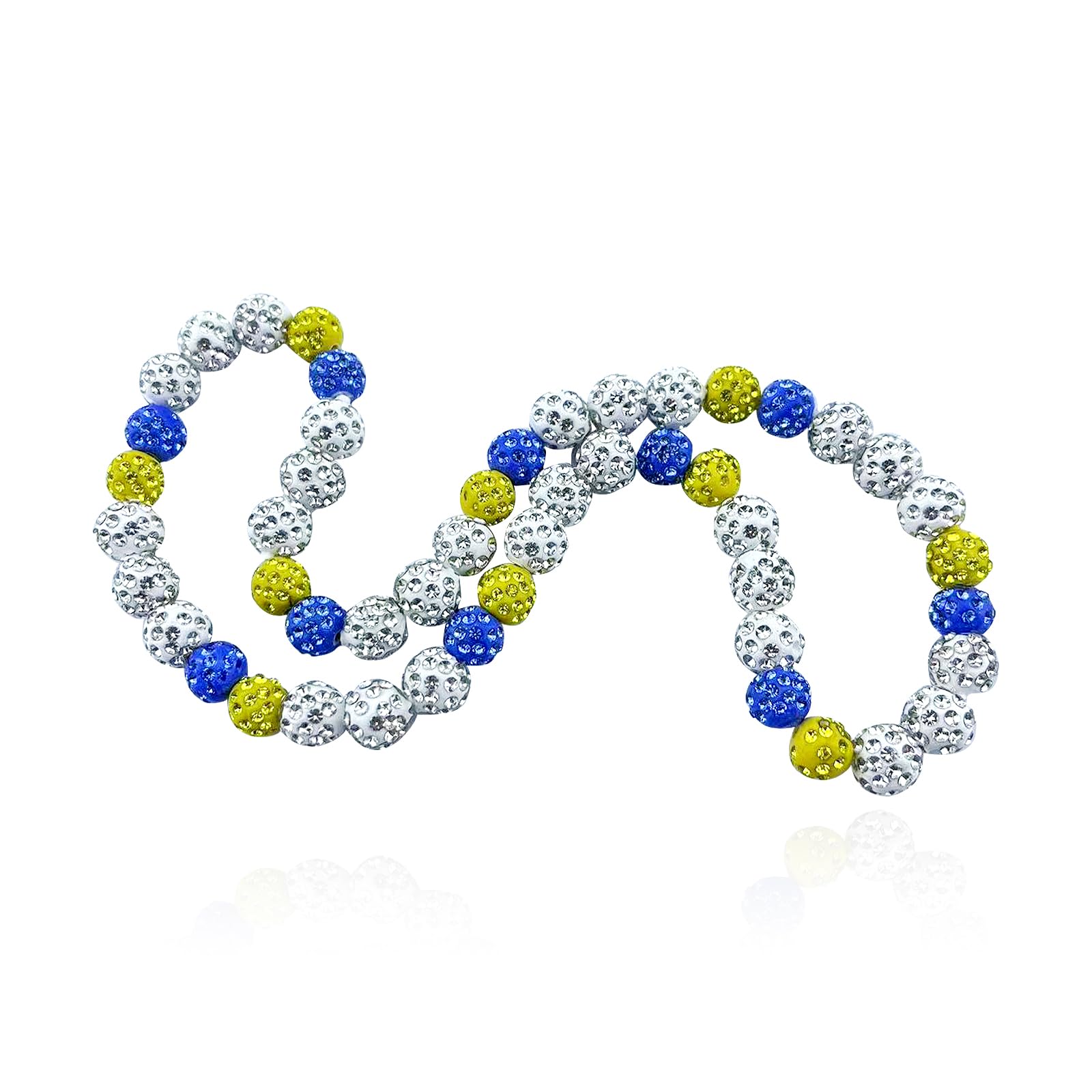 Bling Baseball Necklace for Competitive Athletes,Ice Collection Necklace Glitter Rhinestone Ball Necklaces for Men Boys Inspired Sports Jewelry Gift Accessory 16" 18" 20" (16 inch, Yellow White Blue) - TravelBall
