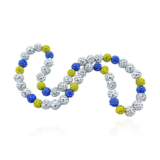 Bling Baseball Necklace for Competitive Athletes,Ice Collection Necklace Glitter Rhinestone Ball Necklaces for Men Boys Inspired Sports Jewelry Gift Accessory 16" 18" 20" (16 inch, Yellow White Blue) - TravelBall
