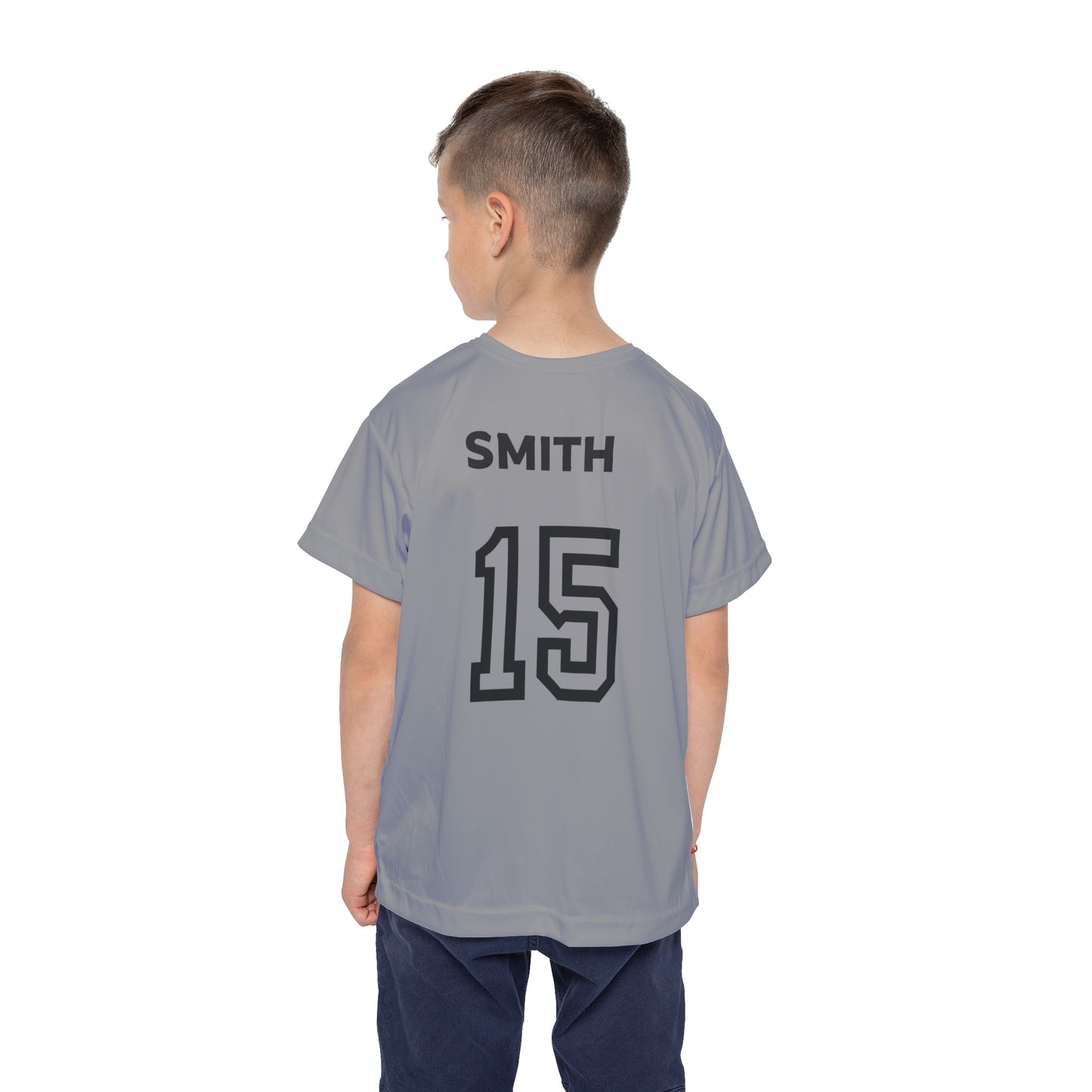 Little Player Team practice jersey w/ name and number (Grey)