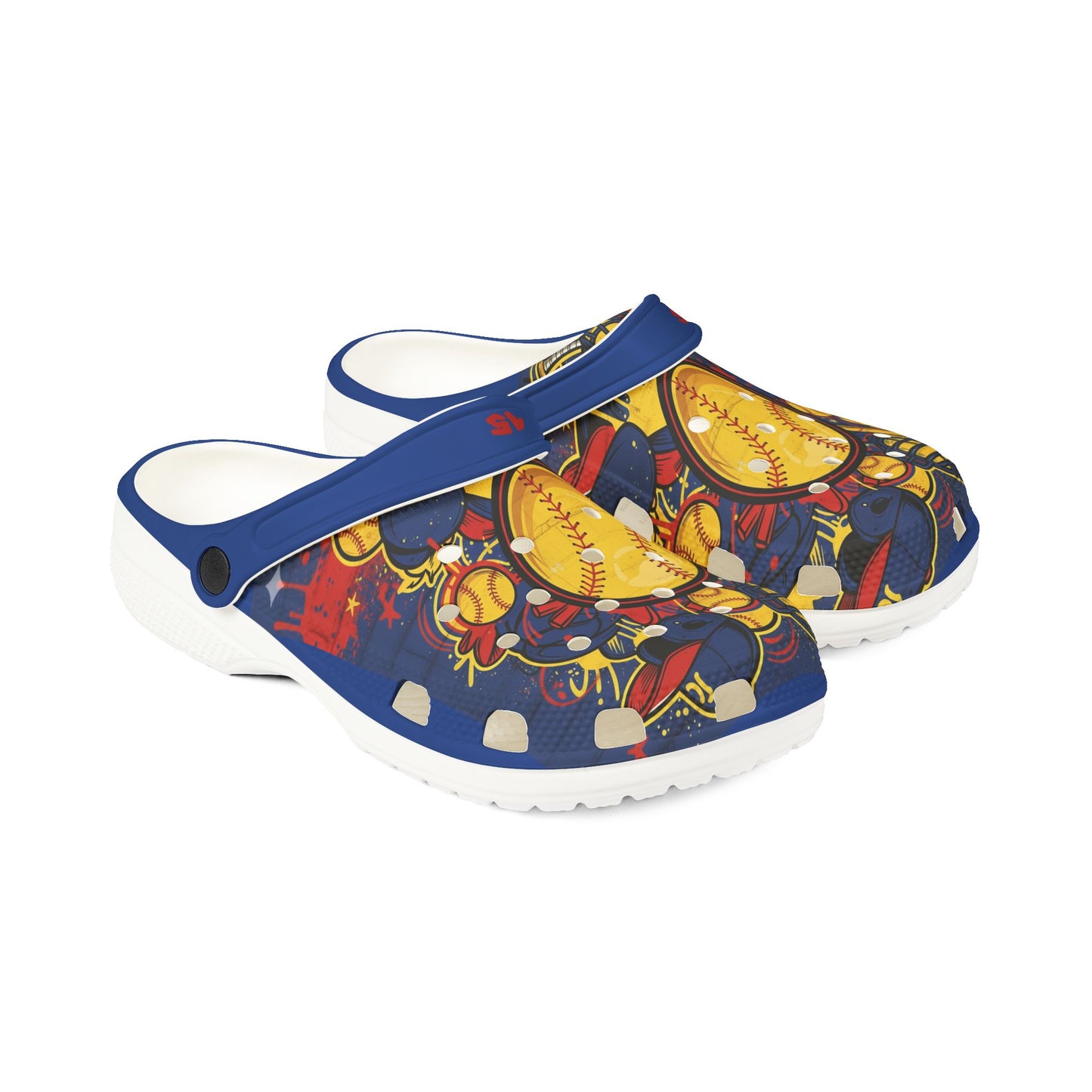 Baseball Graphic Clogs - Foam Slip-On Shoes