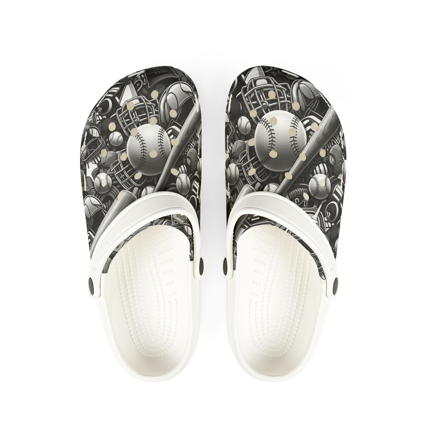 Black and White Graphic Foam Clogs