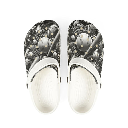 Black and White Graphic Foam Clogs