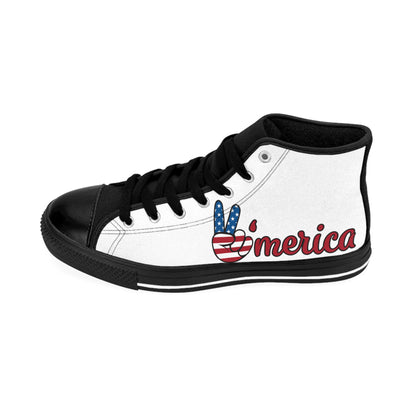 Men's Classic USA Themed Sneakers-White