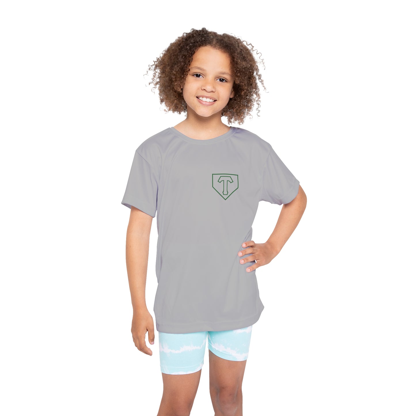 Little Player Team practice jersey w/ name and number (Grey/Green)