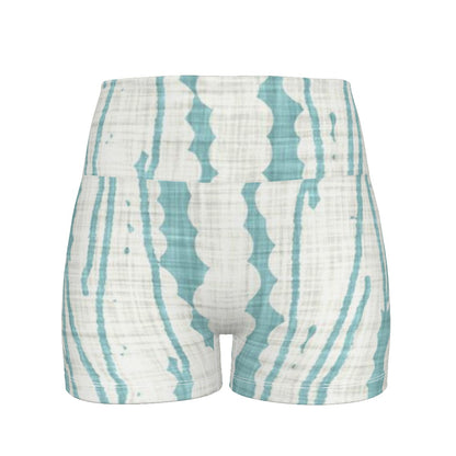 All-Over Print Women's Volleyball Shorts-Blue/White lined