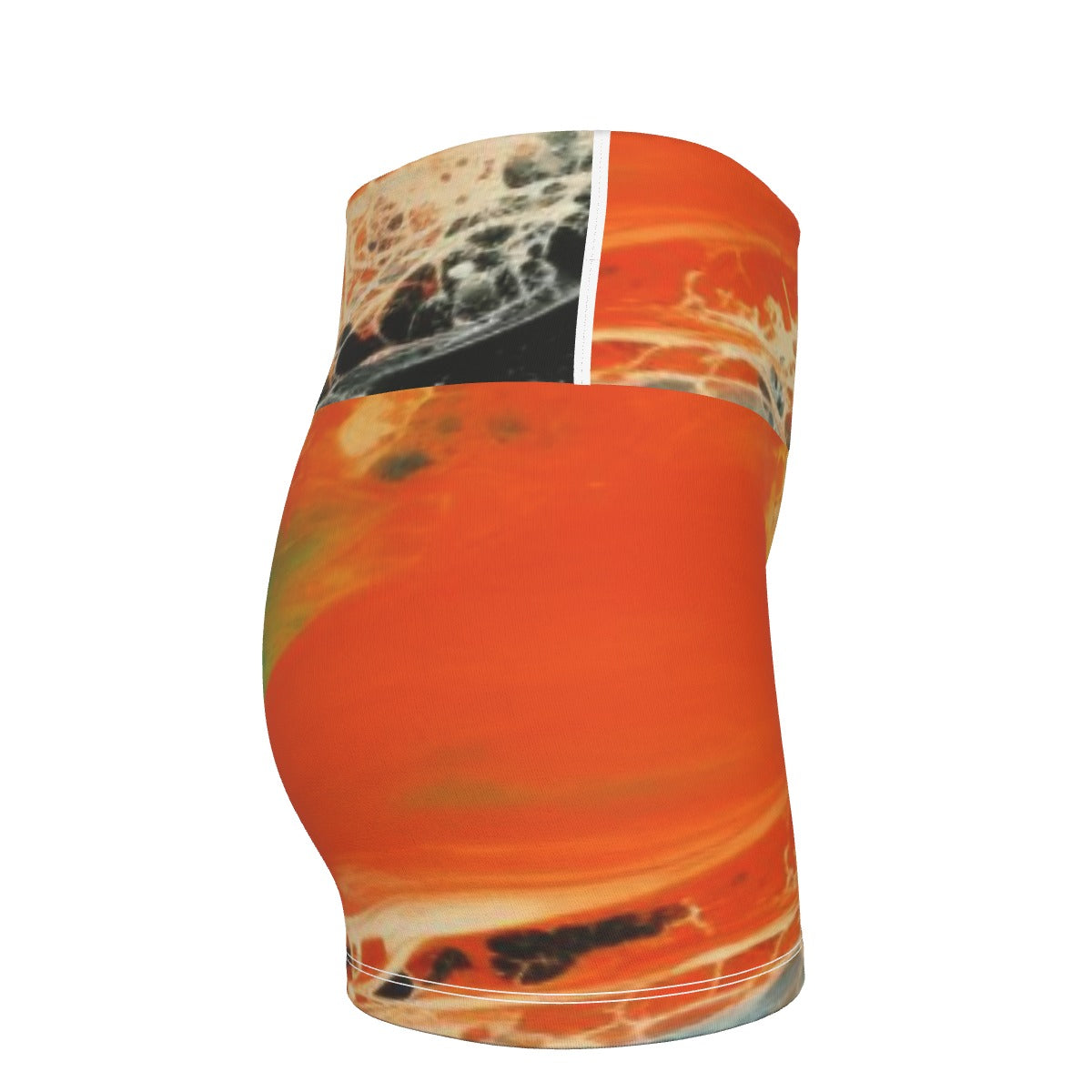 All-Over Print Women's Ultra-Short Yoga Shorts- Orange/Black