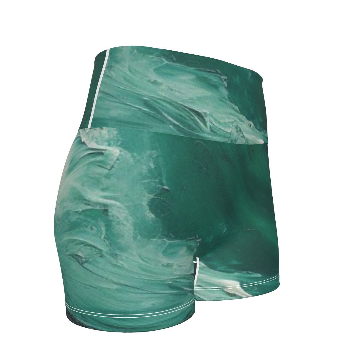 All-Over Print Women's Ultra-Short Yoga Shorts- Green/Black