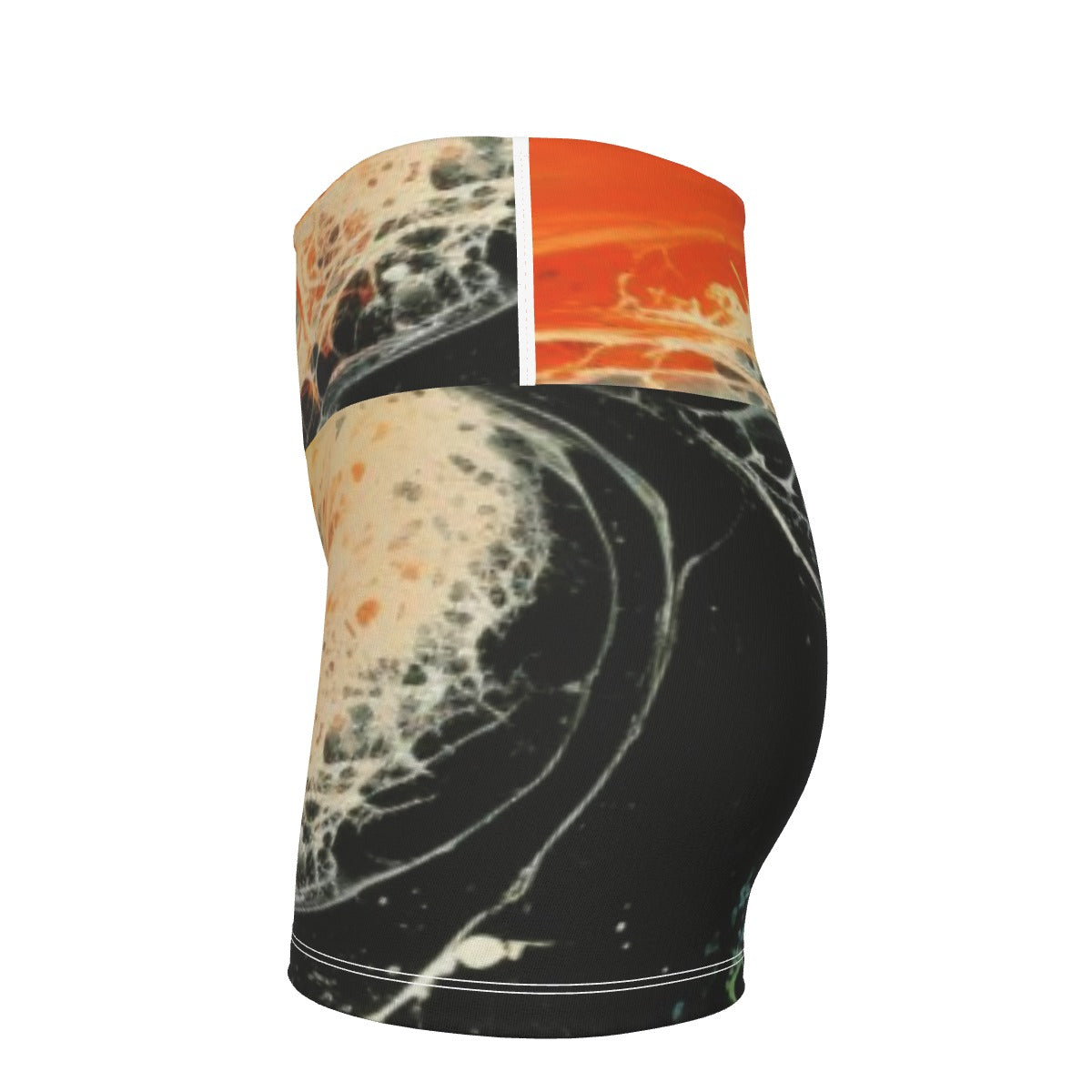 All-Over Print Women's Ultra-Short Yoga Shorts- Orange/Black