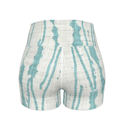 All-Over Print Women's Volleyball Shorts-Blue/White lined