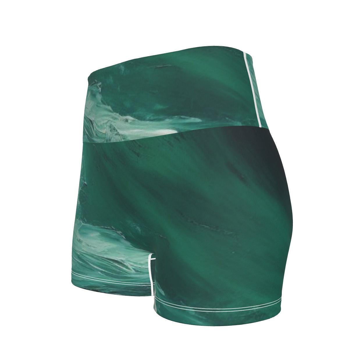 All-Over Print Women's Ultra-Short Yoga Shorts- Green/Black