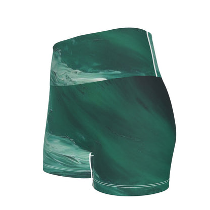 All-Over Print Women's Ultra-Short Yoga Shorts- Green/Black