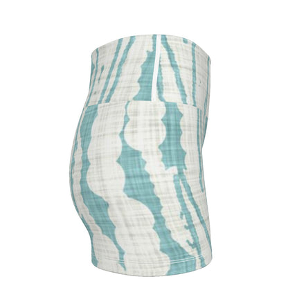 All-Over Print Women's Volleyball Shorts-Blue/White lined
