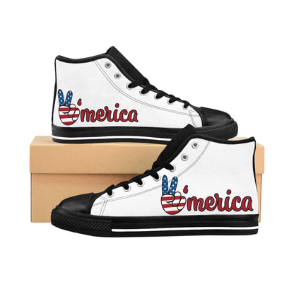 Men's Classic USA Themed Sneakers-White