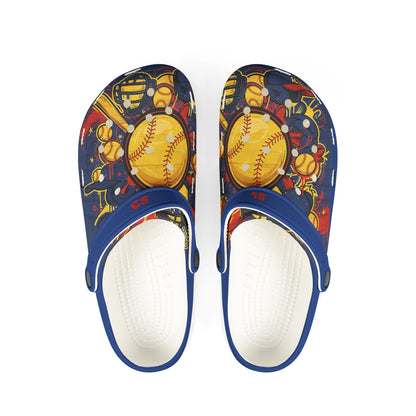Baseball Graphic Clogs - Foam Slip-On Shoes