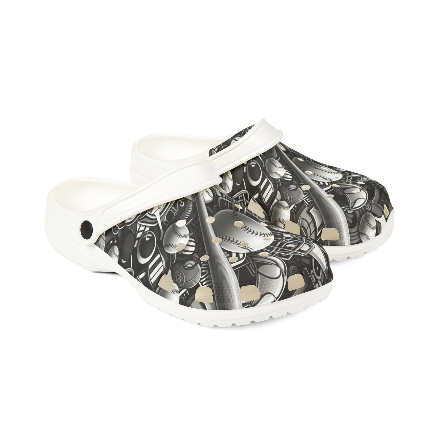 Black and White Graphic Foam Clogs