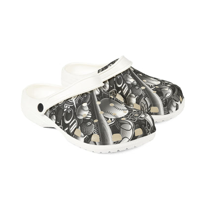 Black and White Graphic Foam Clogs