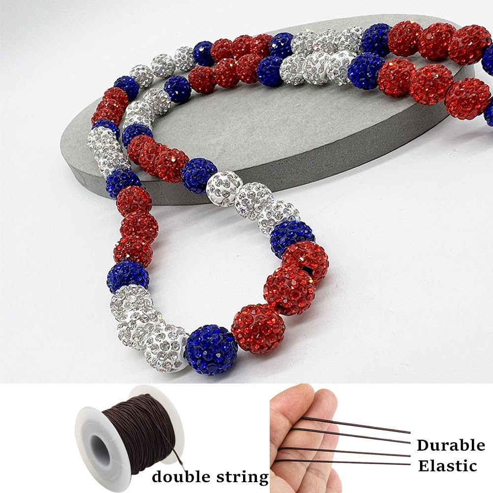 RIJXU Baseball Necklace 16in/19in/22in Glitter Rhinestone Clay Beaded Necklace for Men Boys Cool Gifts for Baseball Players Lovers (22in, Royal blue) - TravelBall