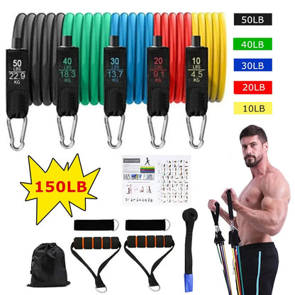 16PCS Resistance Band Set: Home Gym Fitness Training - TravelBall