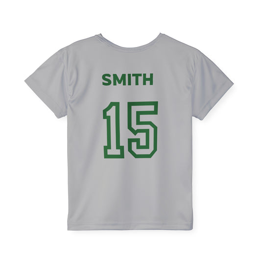 Little Player Team practice jersey w/ name and number (Grey/Green)