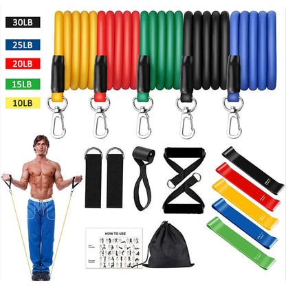 16PCS Resistance Band Set: Home Gym Fitness Training - TravelBall